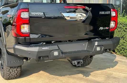 Aluminum Rear Bar - Toyota Hilux 2011-On, includes RIVAL Spotlights (Set of 2) RIVAL